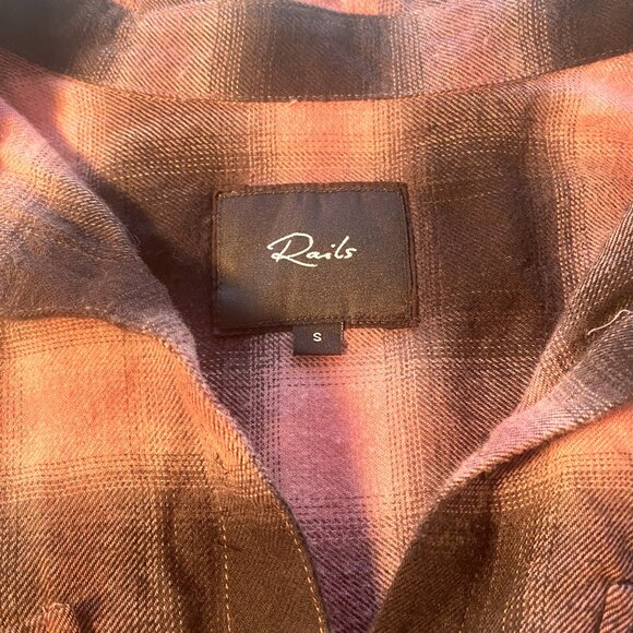 Rails Pink, Black, & Brown Gradient Plaid Flannel Shirt Long Sleeved Size Small - Picture 4 of 5
